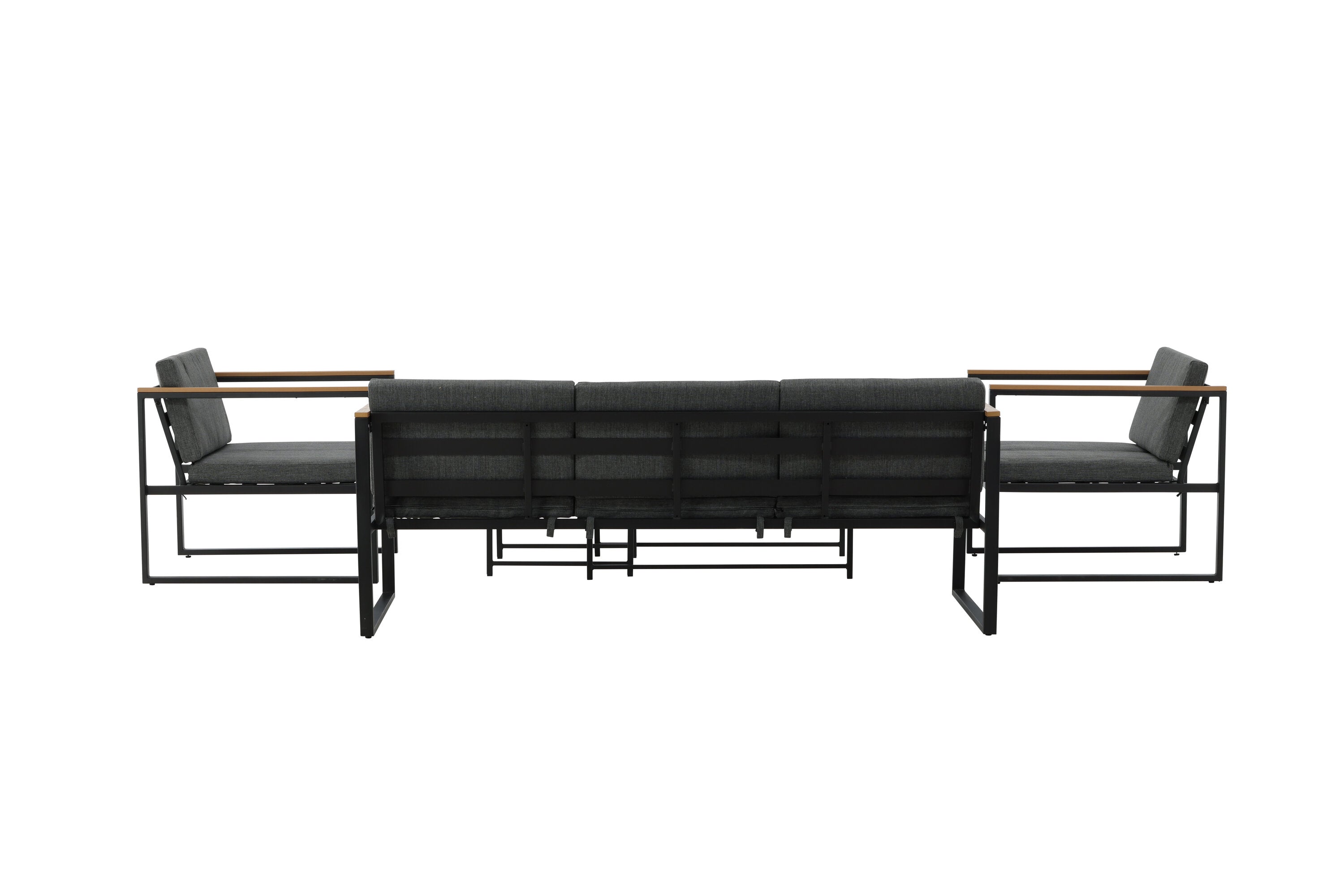 Loungeset Sunrise - aus schwarzem Stahl inkl. Glastischen