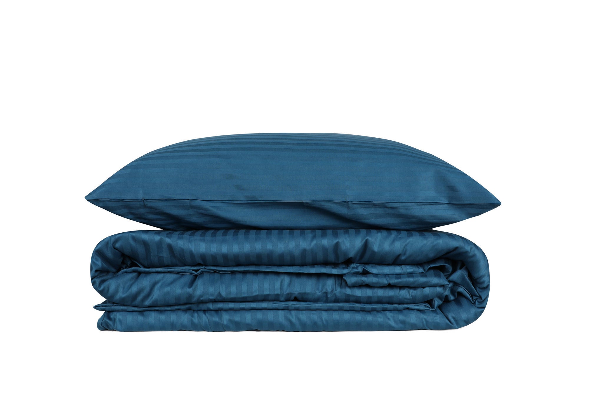 Premium Satin Bettwäsche Set Stripe Blau