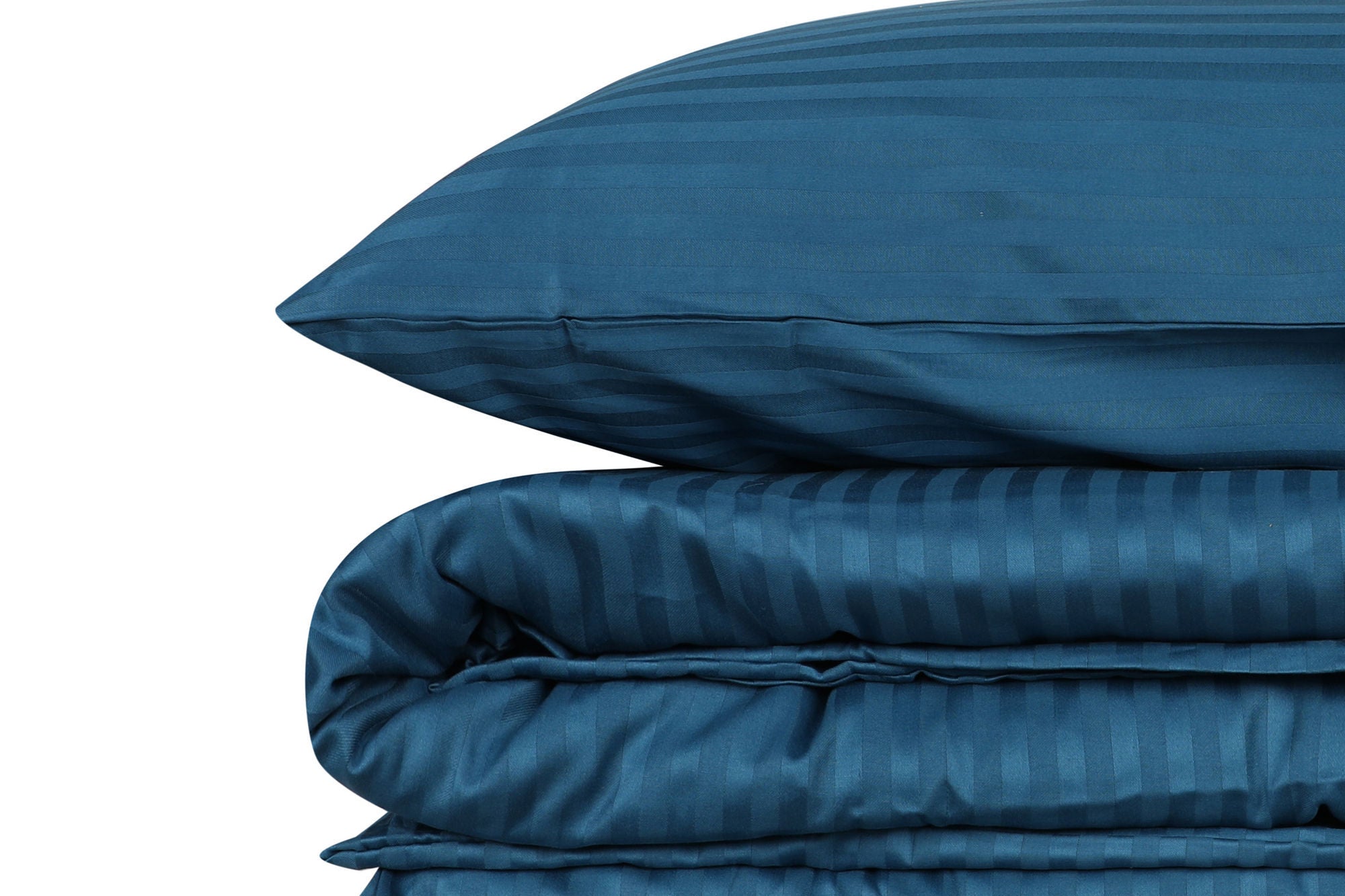 Premium Satin Bettwäsche Set Stripe Blau