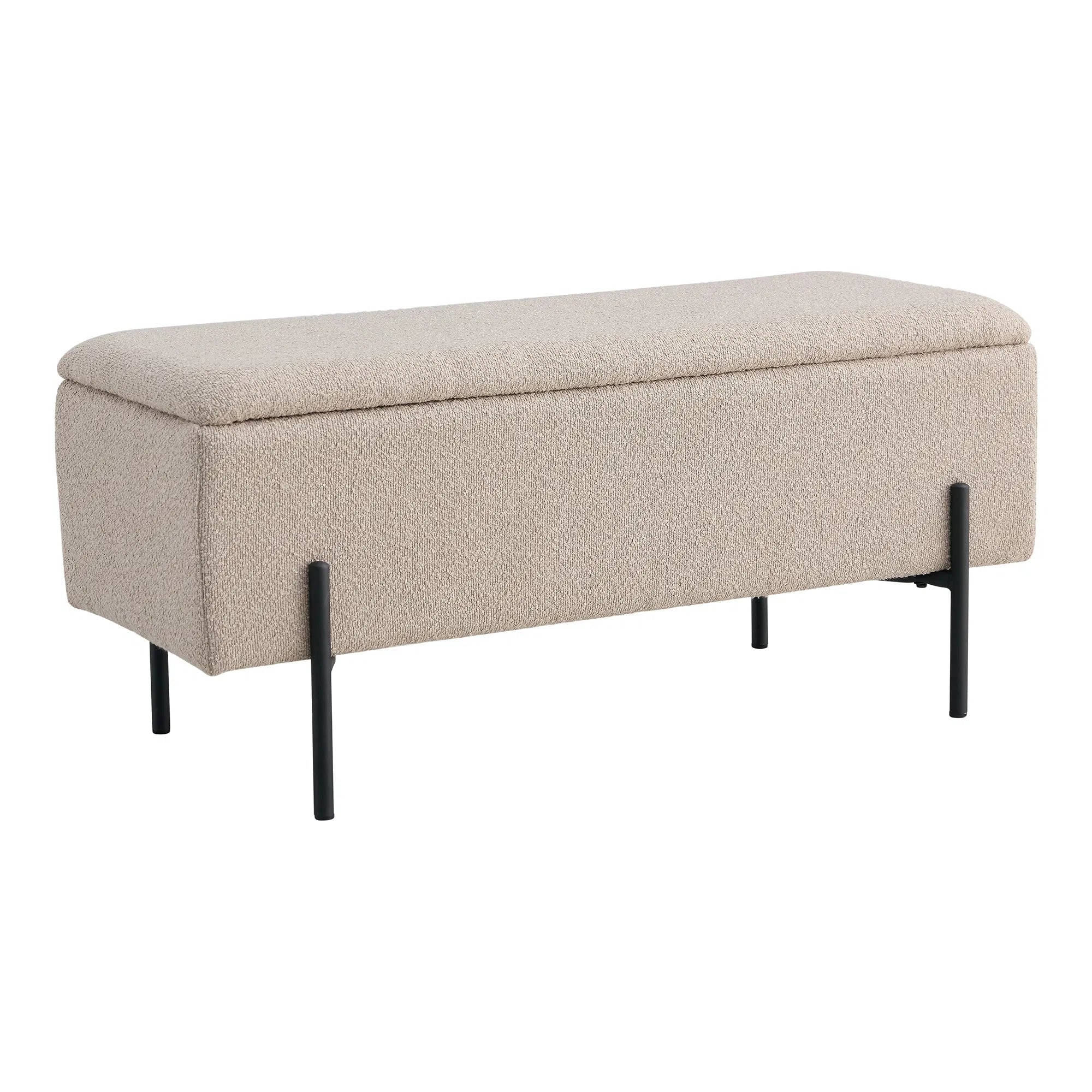 Sitzbank Lora Bouclé Beige mit Stauraum