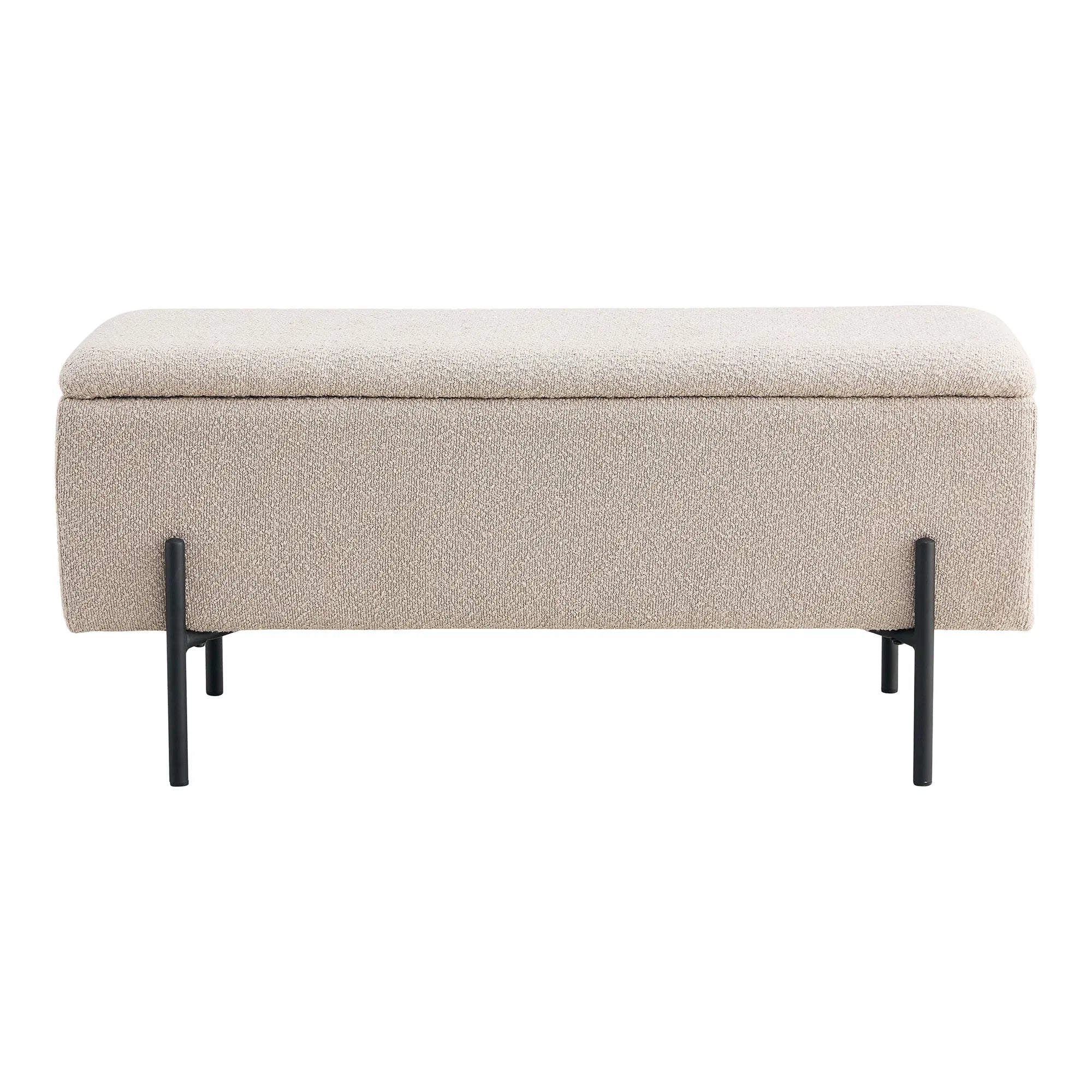 Sitzbank Lora Bouclé Beige mit Stauraum