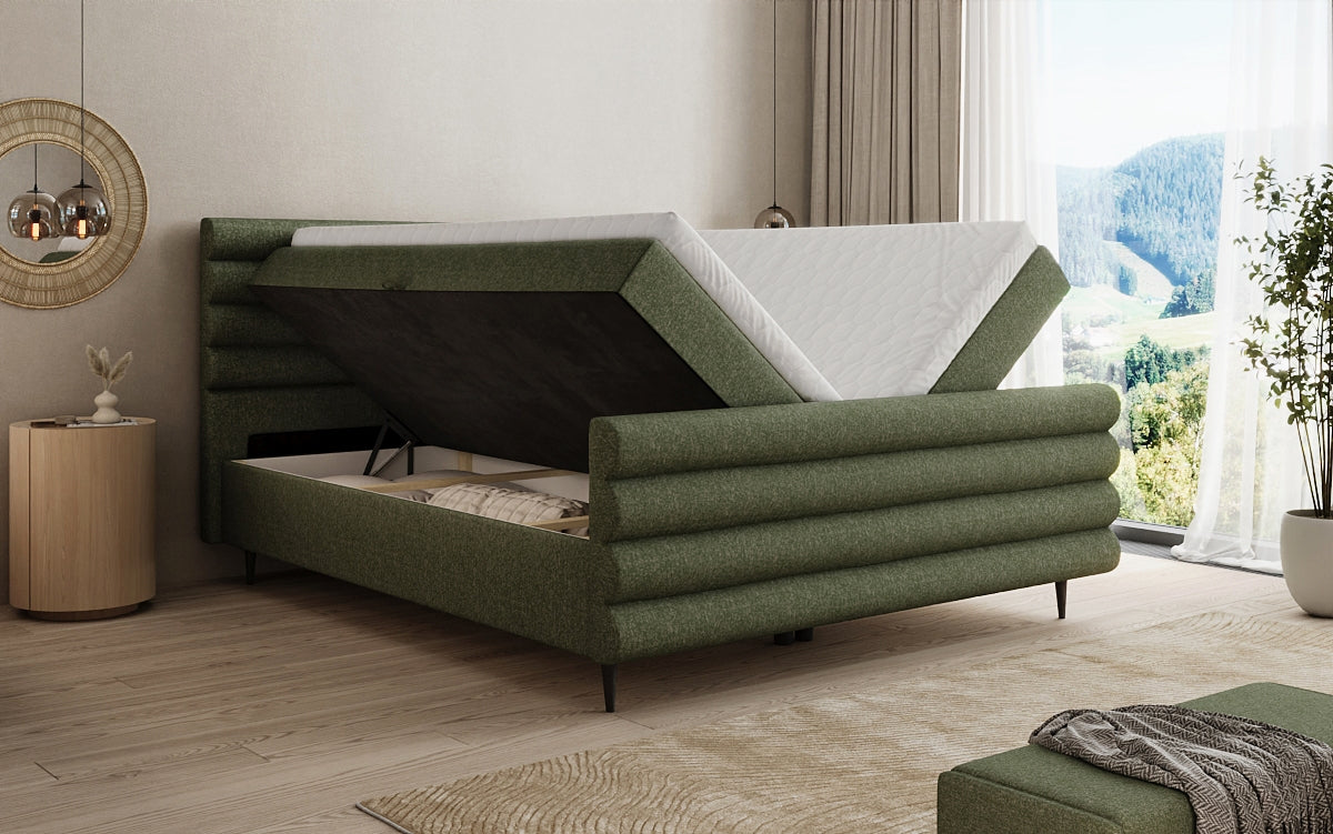 Boxspringbett Tubo in Strukturstoff mit Stauraum