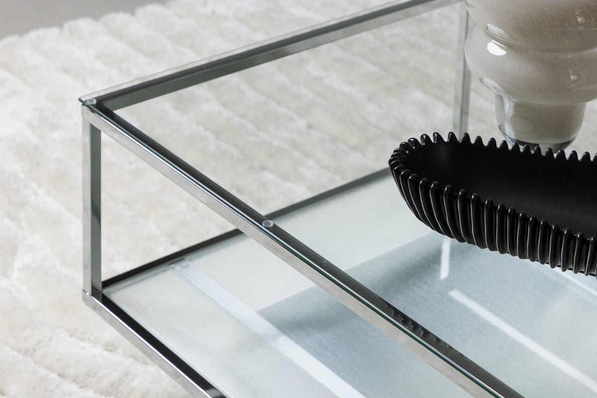 Couchtisch Lanera - mit Glasflächen und Stahlkorpus