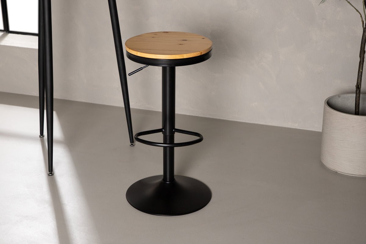 2er Set - Barhocker Cornelia mit Sitzfläche aus Kieferholz und Gestell aus Stahl