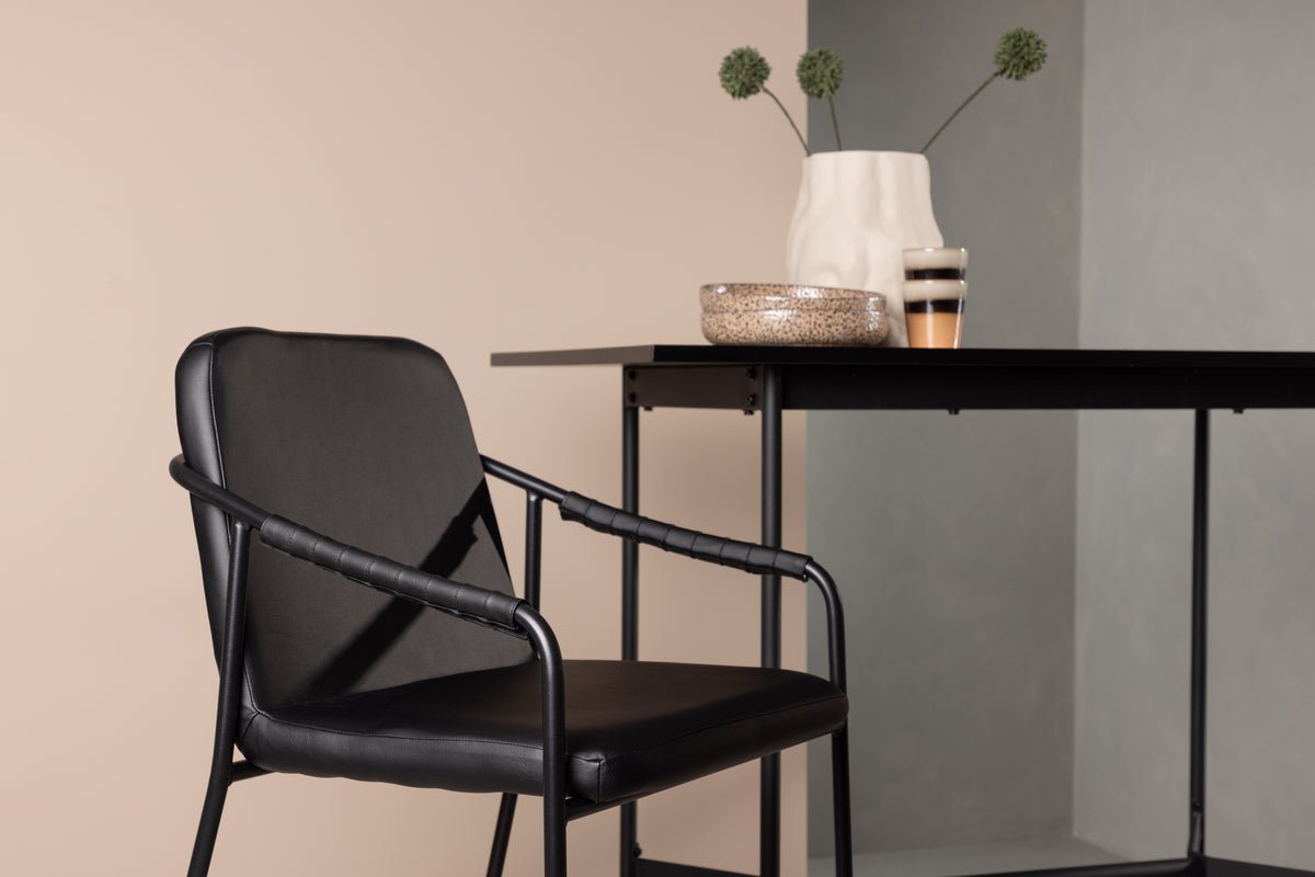 2er Set - Barhocker Vita aus schwarzem PU mit Stahlgestell