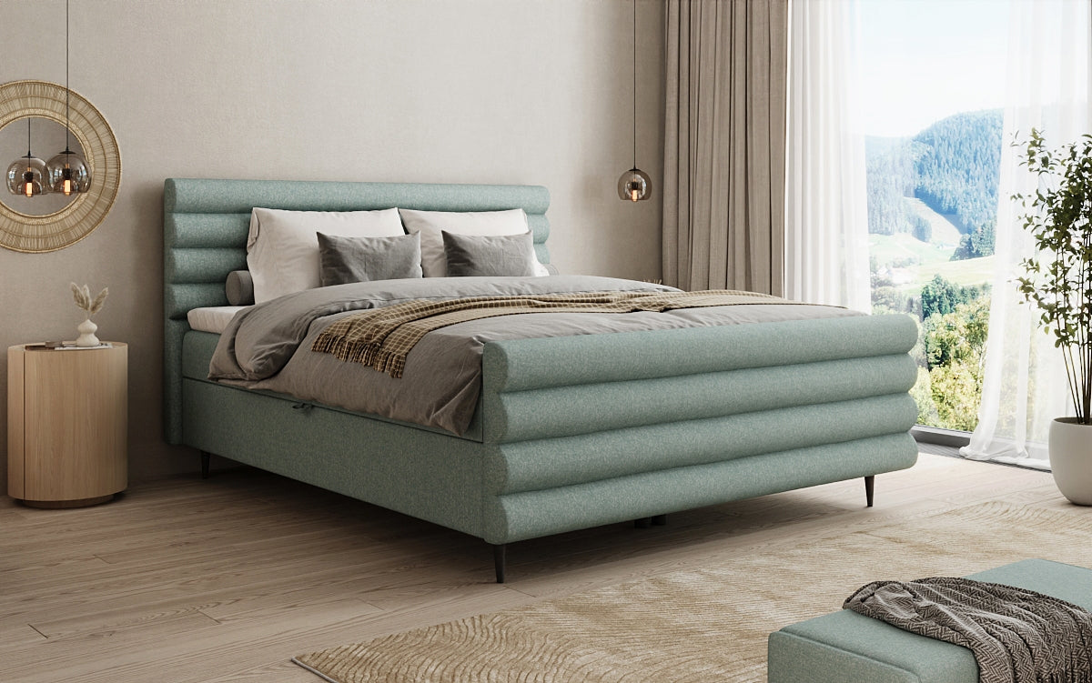 Boxspringbett Tubo in Strukturstoff mit Stauraum