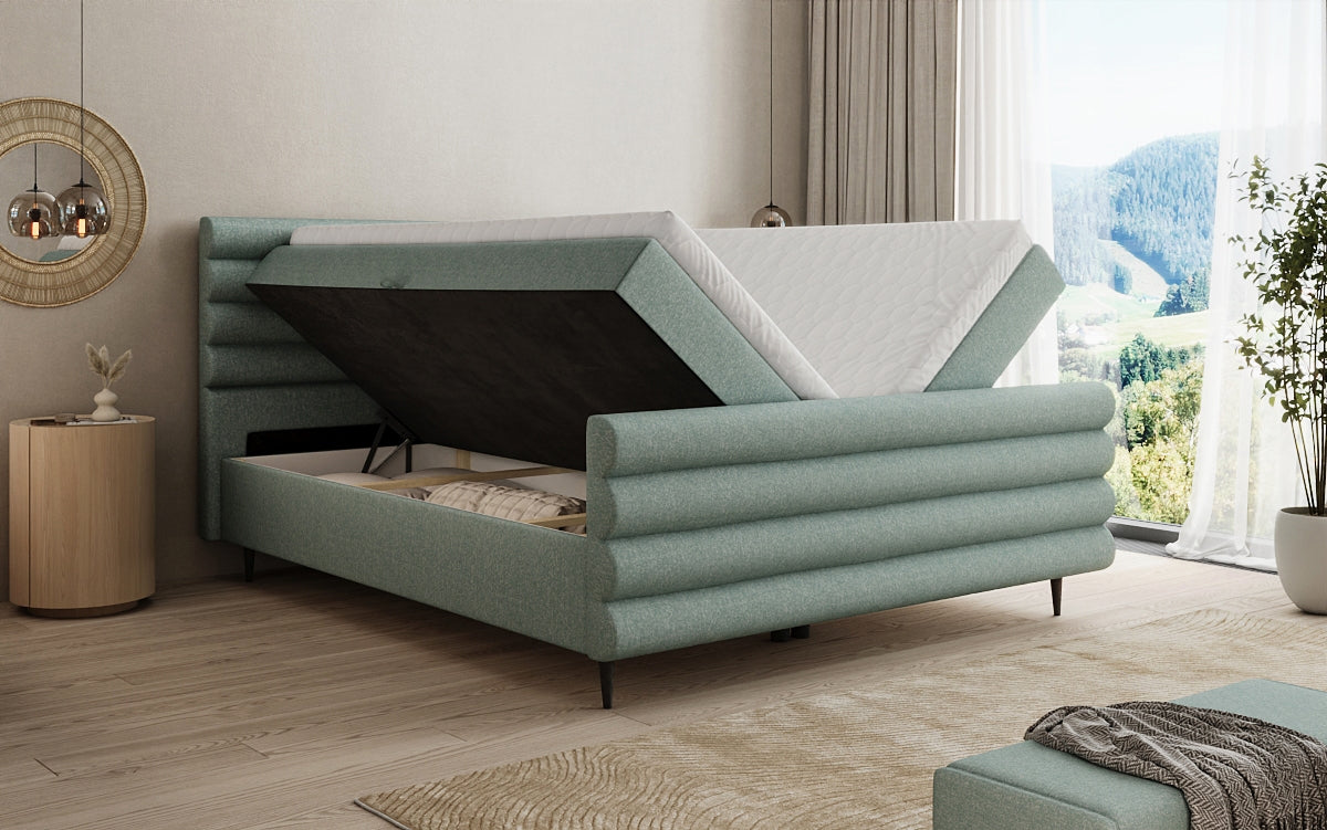 Boxspringbett Tubo in Strukturstoff mit Stauraum
