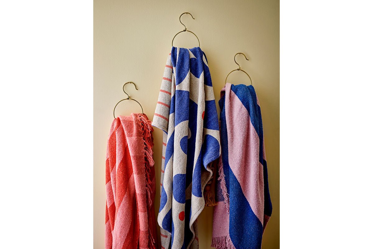 Überwurfdecke Kiral - Blau, aus recycelter Baumwolle