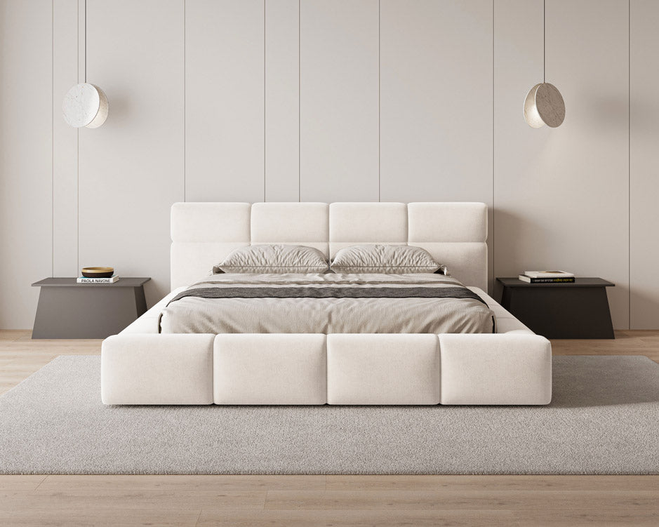 Designer Polsterbett Lora Samt mit Stauraum