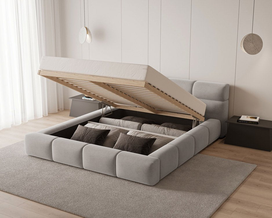 Designer Polsterbett Lora Samt mit Stauraum