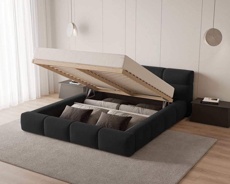 Designer Polsterbett Lora Samt mit Stauraum