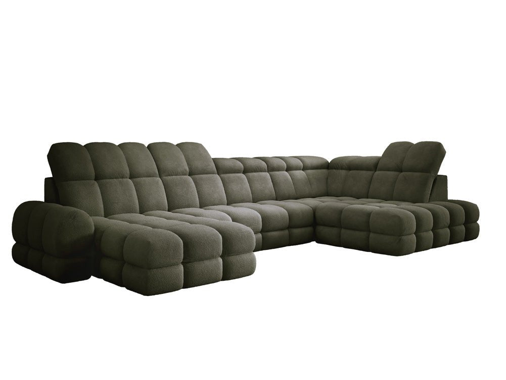 Designer Sofa Lima U mit elektrischer Schlaffunktion in Bouclé