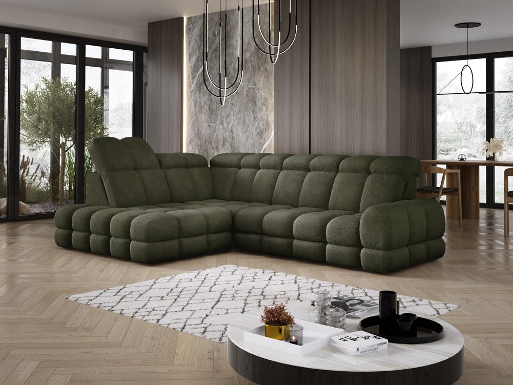 Canapé design Lima L avec fonction de couchage électrique en Bouclé