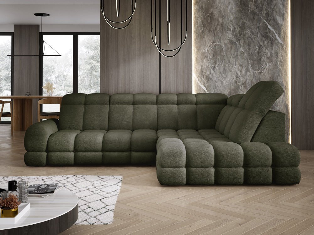 Canapé design Lima L avec fonction de couchage électrique en Bouclé