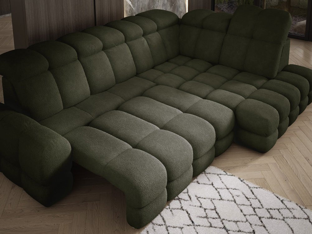 Canapé design Lima L avec fonction de couchage électrique en Bouclé