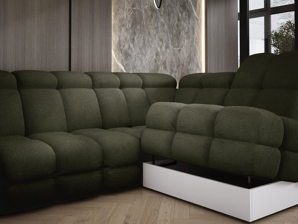 Canapé design Lima L avec fonction de couchage électrique en Bouclé