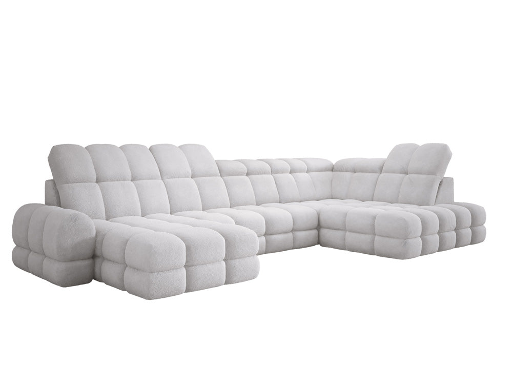 Designer Sofa Lima U mit elektrischer Schlaffunktion in Bouclé