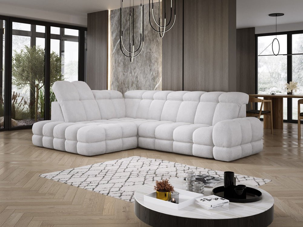 Canapé design Lima L avec fonction de couchage électrique en Bouclé