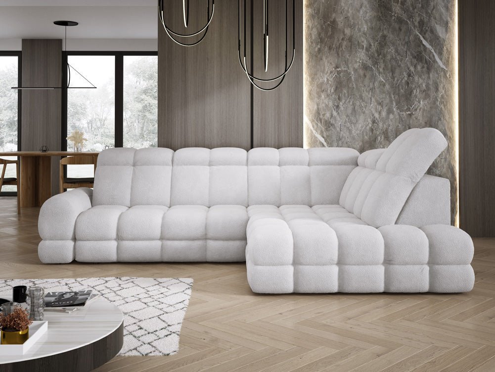 Canapé design Lima L avec fonction de couchage électrique en Bouclé