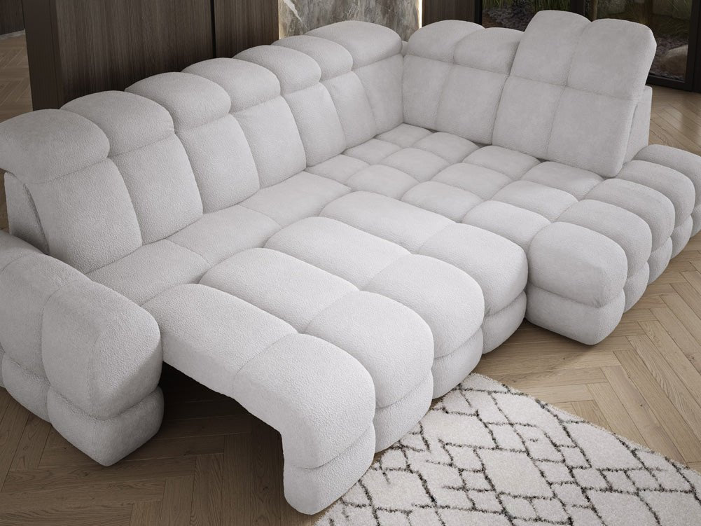 Canapé design Lima L avec fonction de couchage électrique en Bouclé
