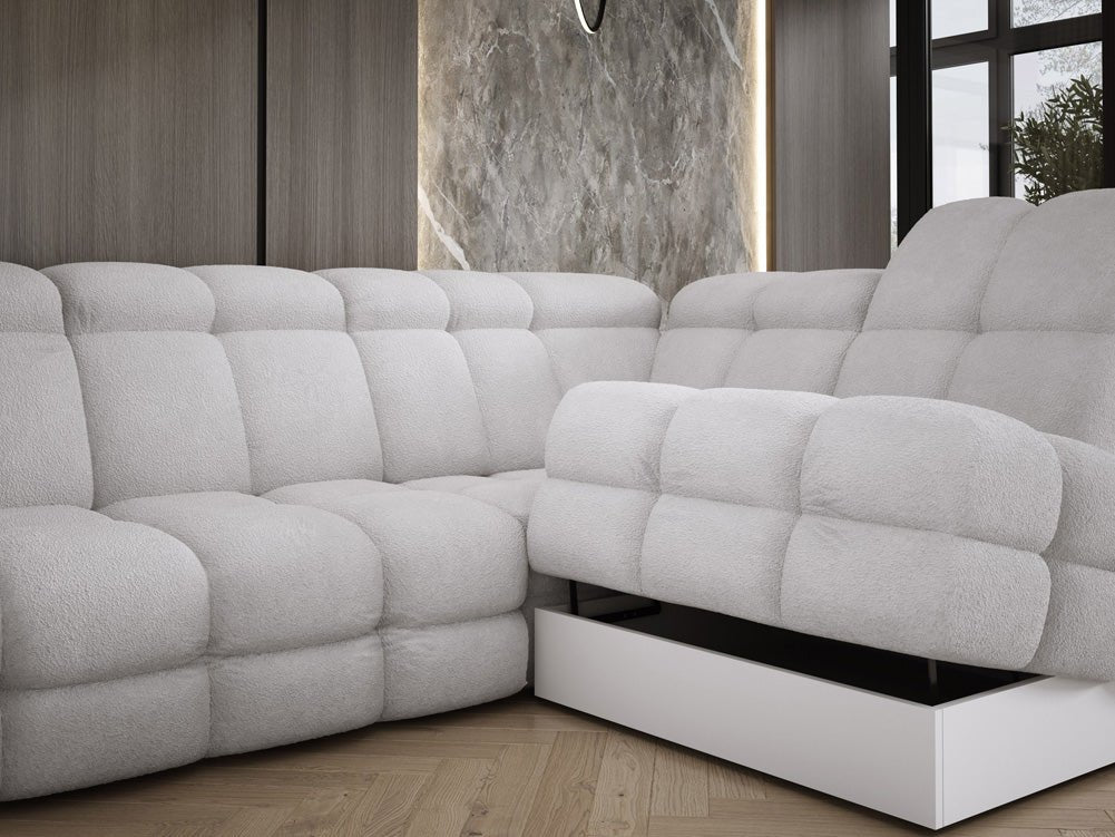 Canapé design Lima L avec fonction de couchage électrique en Bouclé