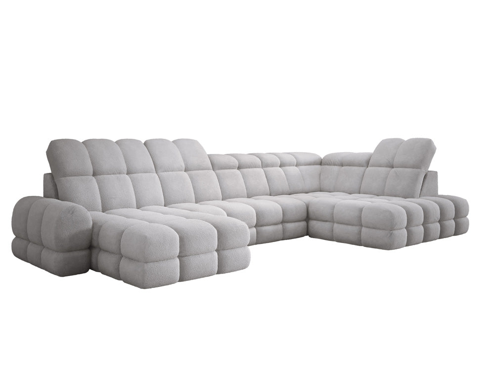 Designer Sofa Lima U mit elektrischer Schlaffunktion in Bouclé