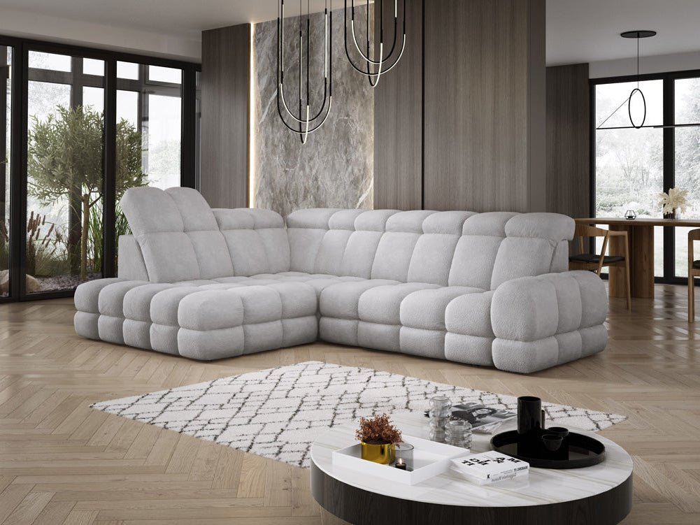 Canapé design Lima L avec fonction de couchage électrique en Bouclé