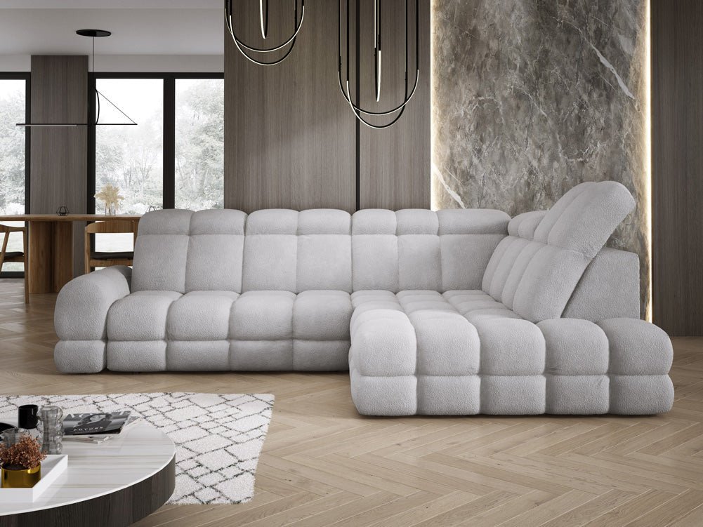 Canapé design Lima L avec fonction de couchage électrique en Bouclé