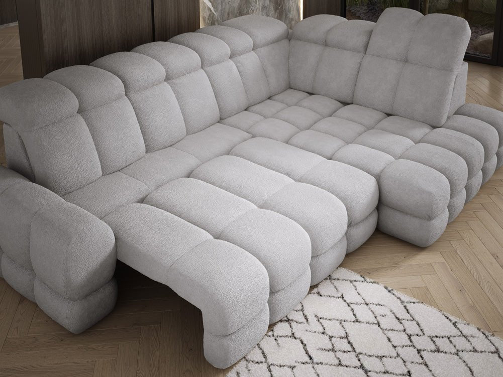 Canapé design Lima L avec fonction de couchage électrique en Bouclé