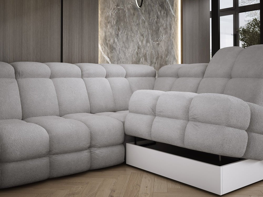 Canapé design Lima L avec fonction de couchage électrique en Bouclé