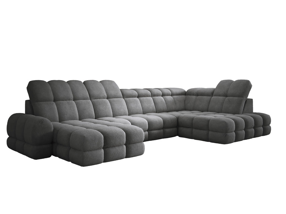 Designer Sofa Lima U mit elektrischer Schlaffunktion in Bouclé