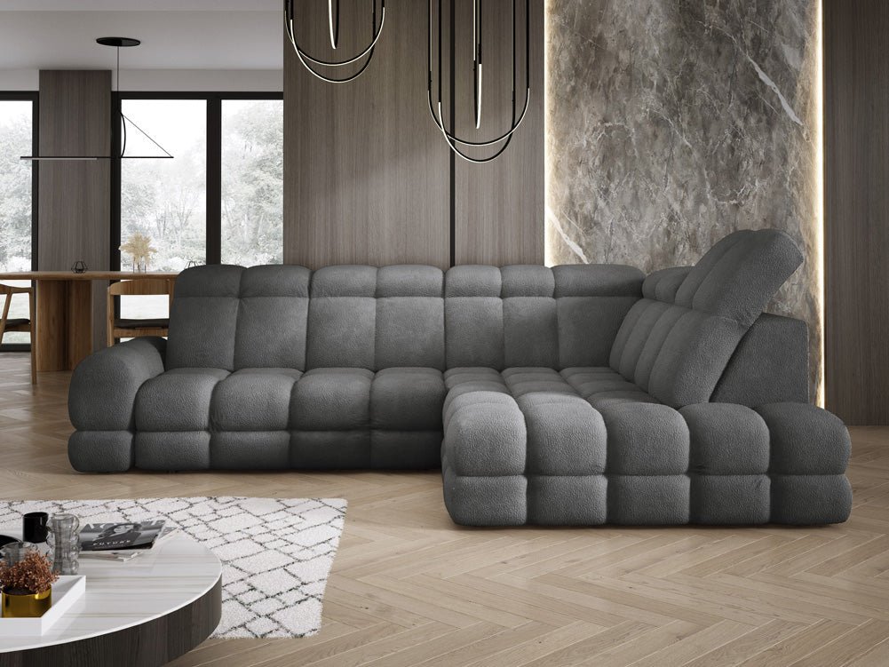 Canapé design Lima L avec fonction de couchage électrique en Bouclé