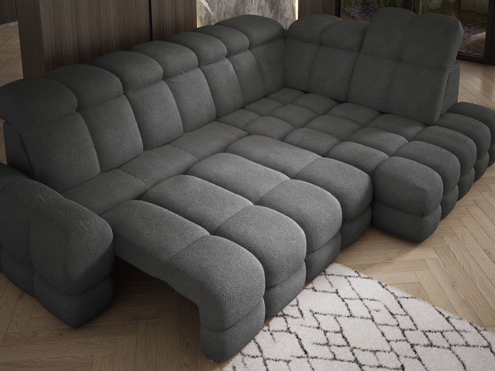 Canapé design Lima L avec fonction de couchage électrique en Bouclé