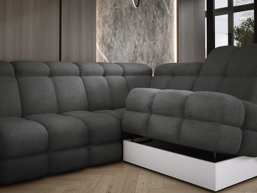 Canapé design Lima L avec fonction de couchage électrique en Bouclé