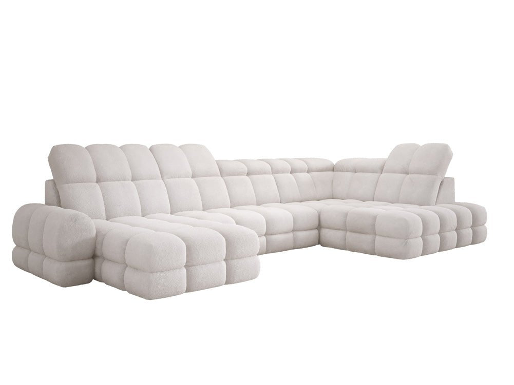 Designer Sofa Lima U mit elektrischer Schlaffunktion in Bouclé