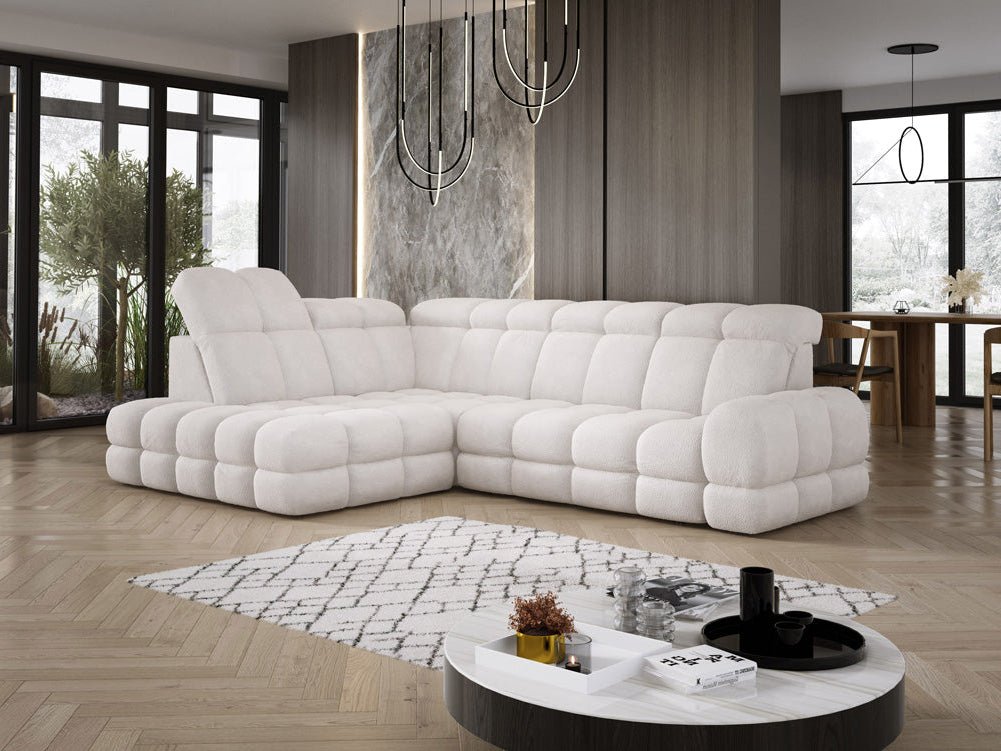 Canapé design Lima L avec fonction de couchage électrique en Bouclé