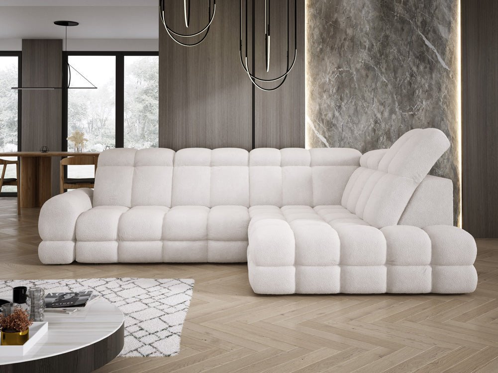 Canapé design Lima L avec fonction de couchage électrique en Bouclé