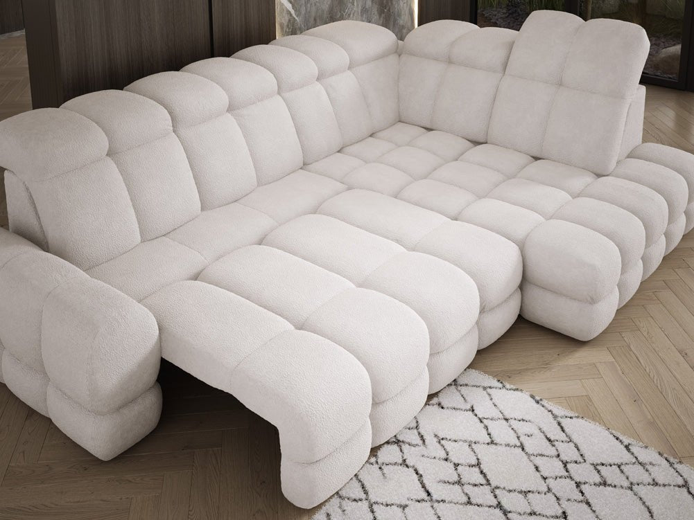 Canapé design Lima L avec fonction de couchage électrique en Bouclé