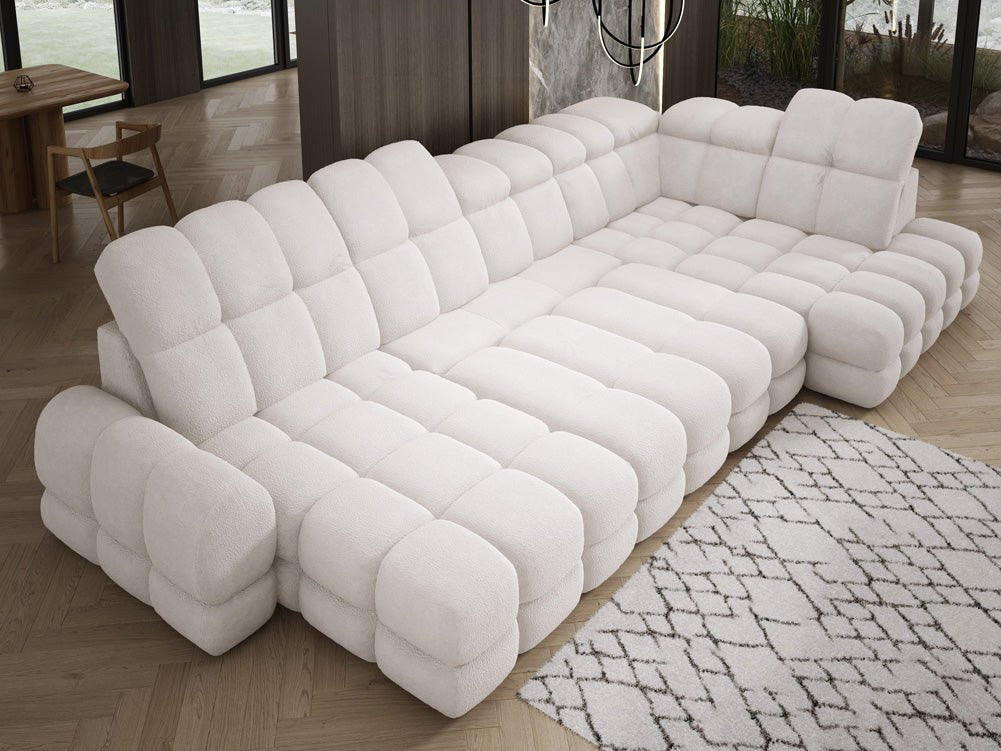 Designer Sofa Lima U mit elektrischer Schlaffunktion in Bouclé