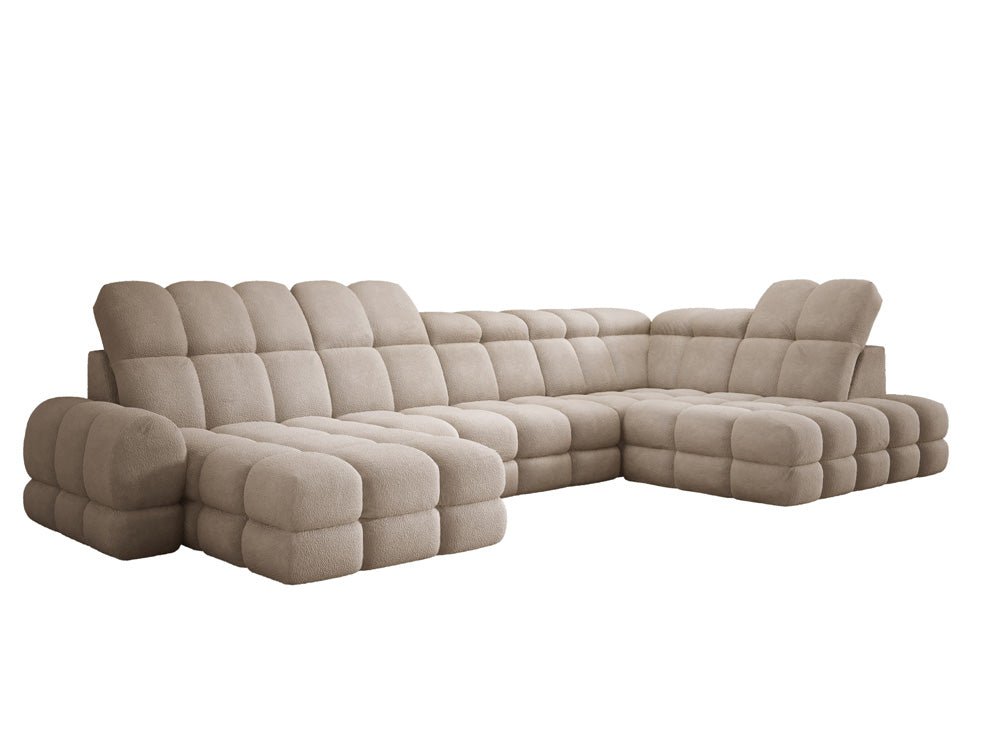 Designer Sofa Lima U mit elektrischer Schlaffunktion in Bouclé