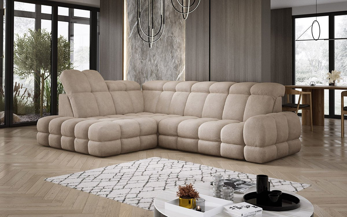 Canapé design Lima L avec fonction de couchage électrique en Bouclé