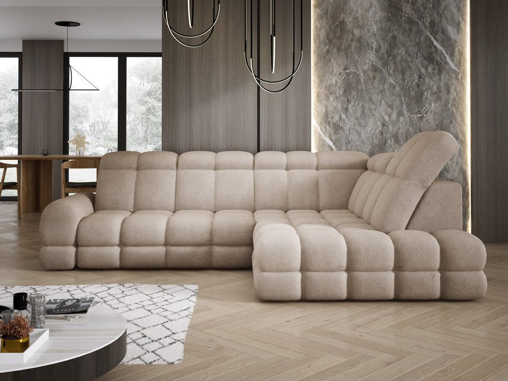 Canapé design Lima L avec fonction de couchage électrique en Bouclé