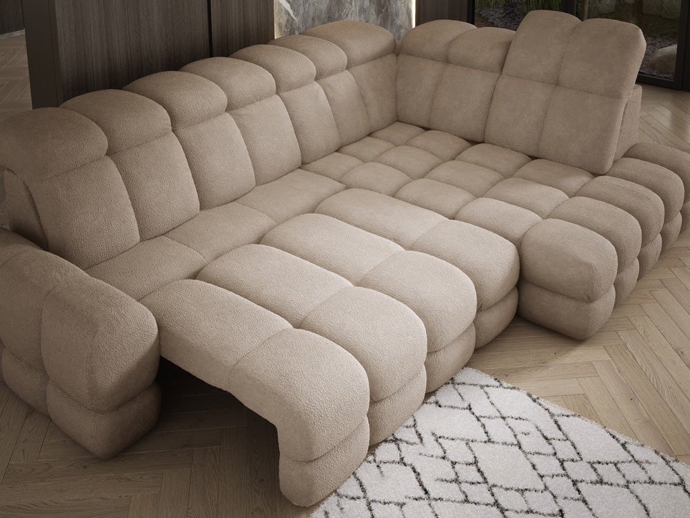 Canapé design Lima L avec fonction de couchage électrique en Bouclé