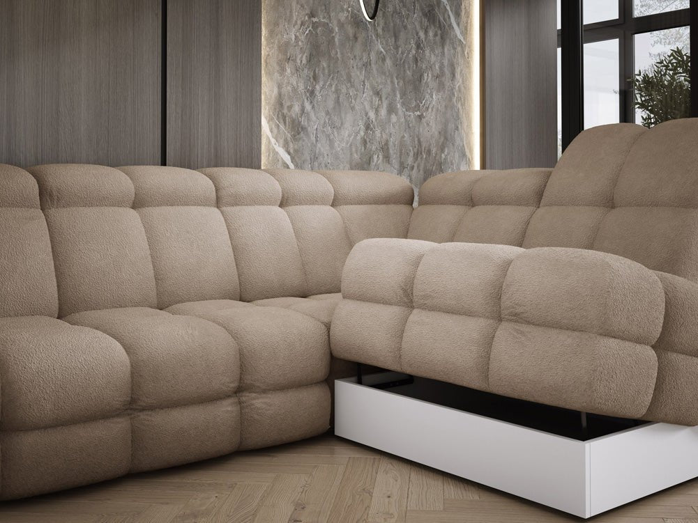 Canapé design Lima L avec fonction de couchage électrique en Bouclé