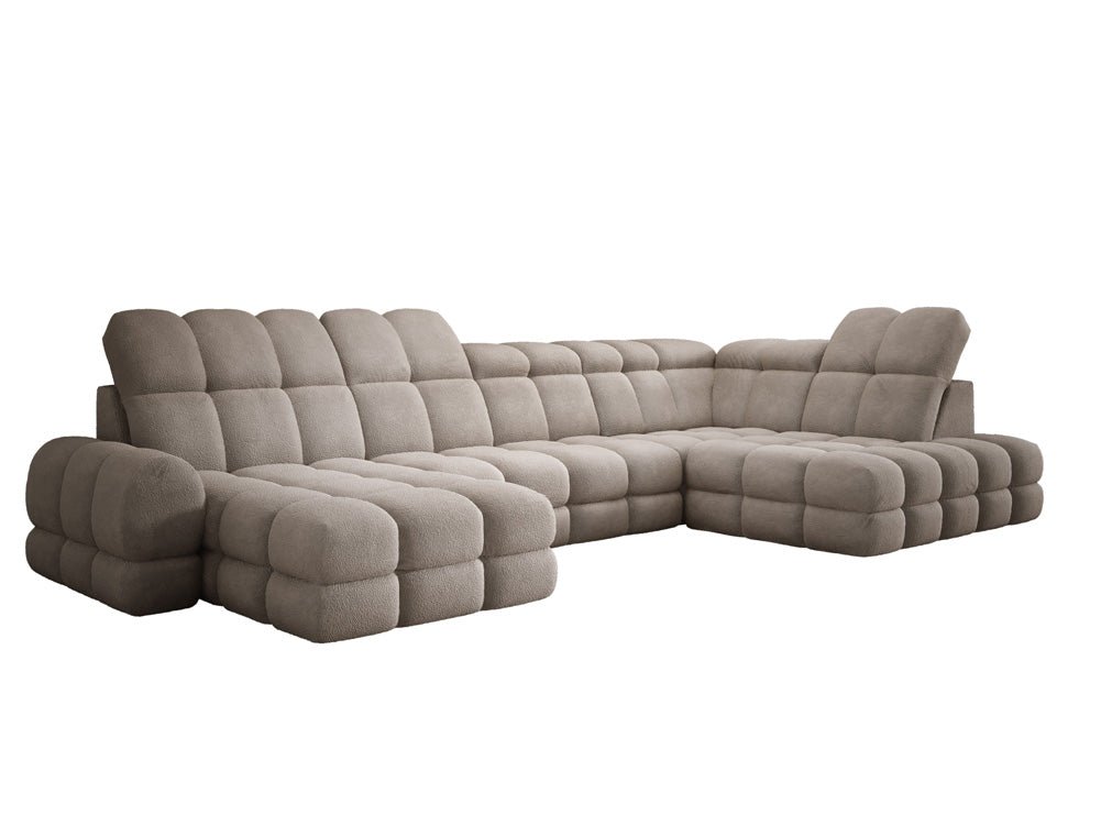 Designer Sofa Lima U mit elektrischer Schlaffunktion in Bouclé