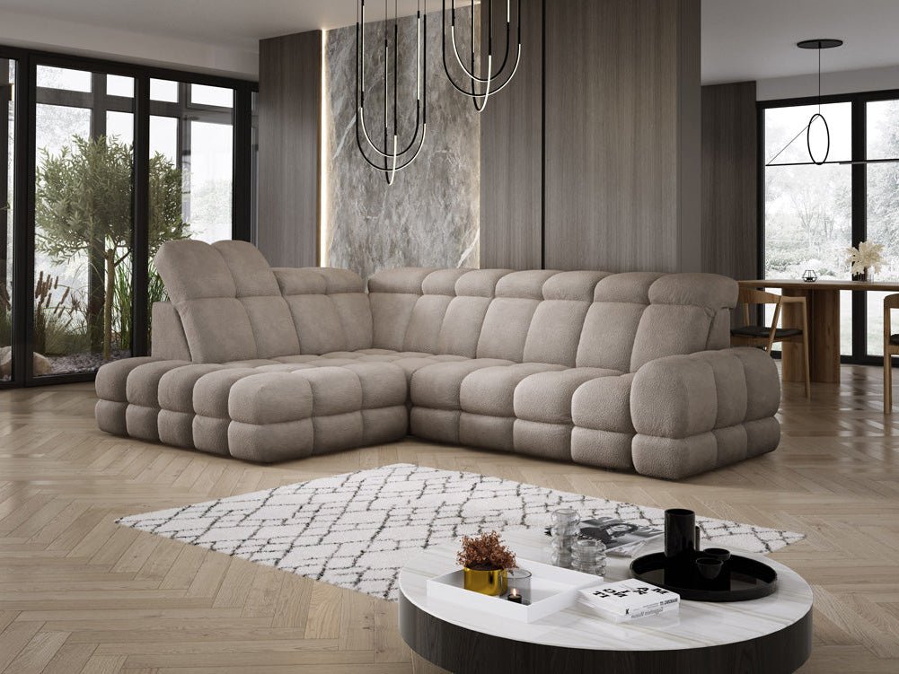 Canapé design Lima L avec fonction de couchage électrique en Bouclé