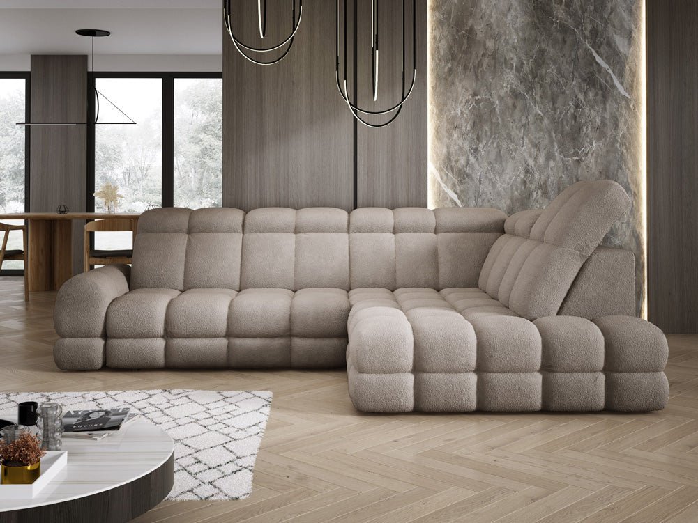 Canapé design Lima L avec fonction de couchage électrique en Bouclé