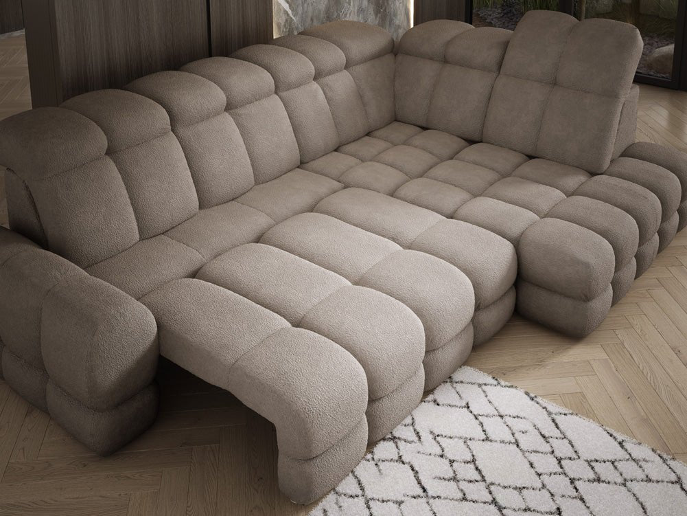 Canapé design Lima L avec fonction de couchage électrique en Bouclé