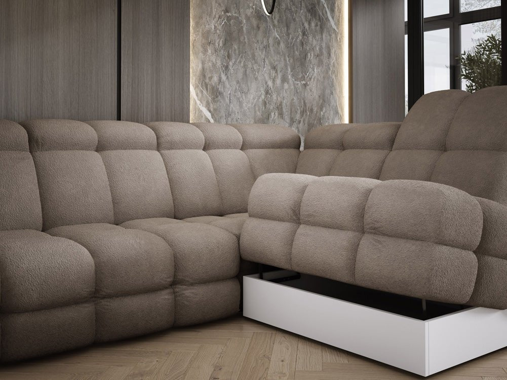 Canapé design Lima L avec fonction de couchage électrique en Bouclé