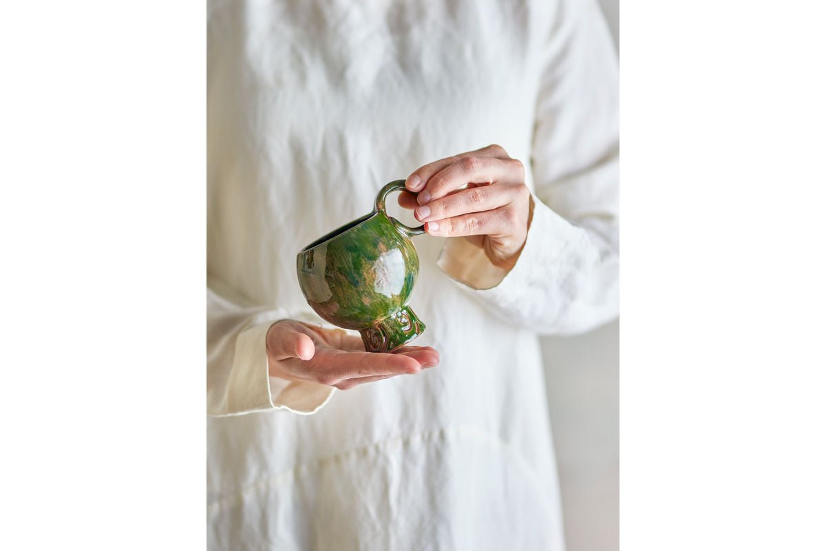 Tassen-Set „Elane“ – Grünes Steingut (4-teilig)